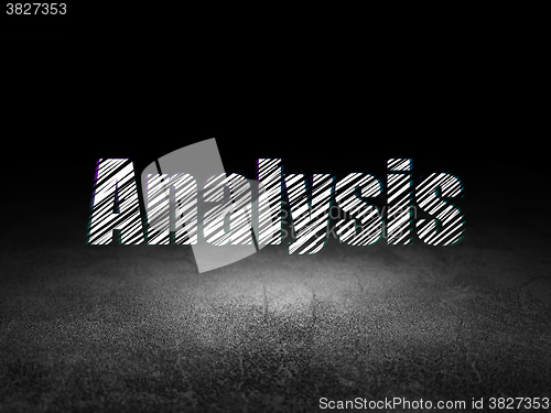 Image of Marketing concept: Analysis in grunge dark room
