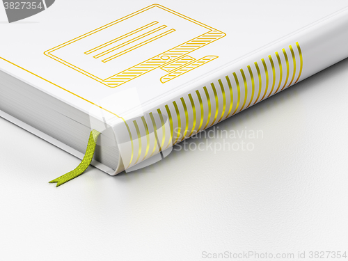 Image of Web design concept: closed book, Monitor on white background