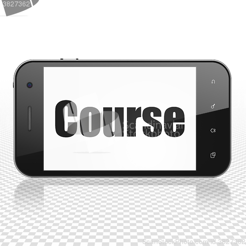 Image of Learning concept: Smartphone with Course on display