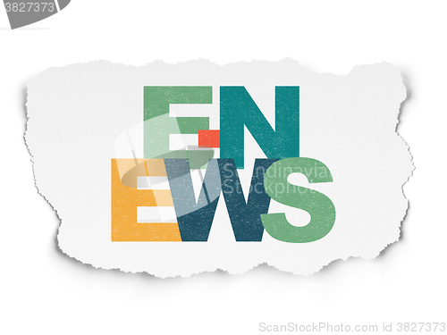 Image of News concept: E-news on Torn Paper background