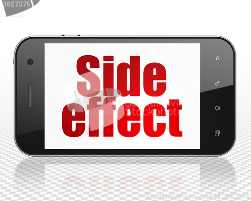 Image of Health concept: Smartphone with Side Effect on display