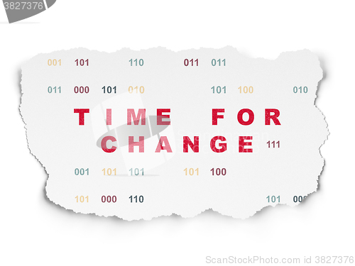 Image of Timeline concept: Time for Change on Torn Paper background