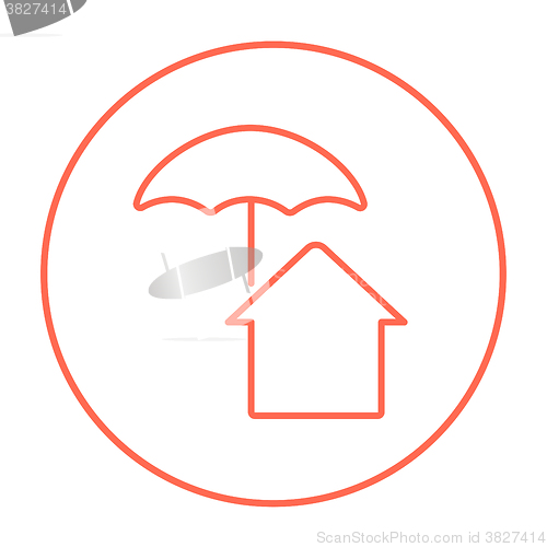 Image of House under umbrella line icon.