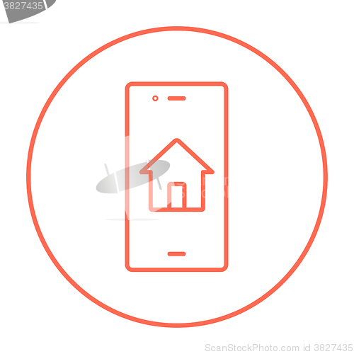 Image of Property search on mobile device line icon.