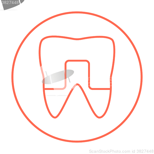 Image of Crowned tooth line icon.