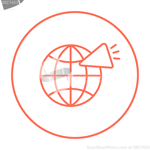 Image of Globe with loudspeaker line icon.