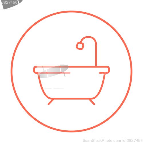 Image of Bathtub with shower line icon.