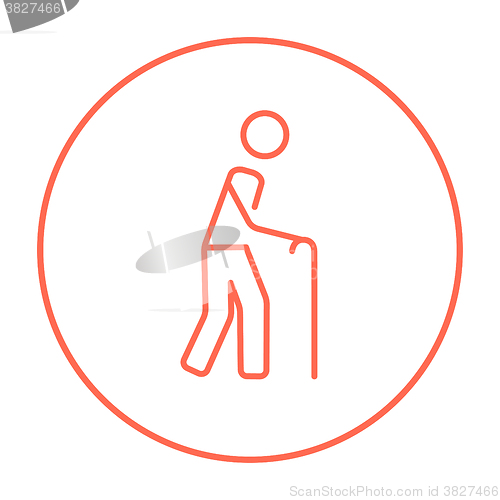 Image of Man with cane line icon.