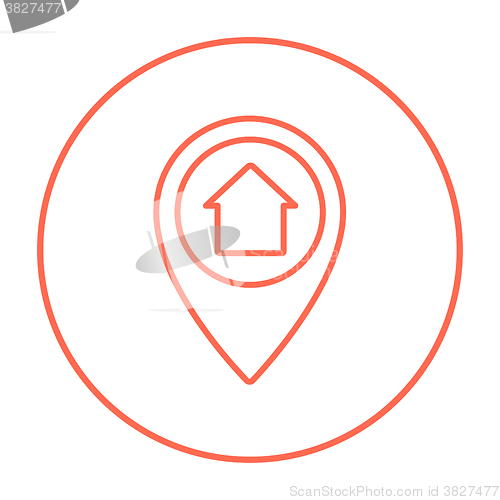 Image of Pointer with house inside line icon.