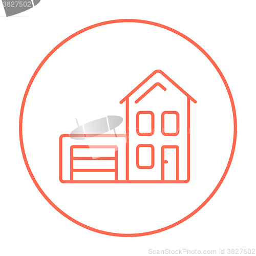 Image of House with garage line icon.