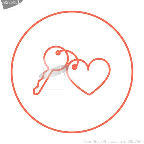 Image of Trinket for keys as heart line icon.