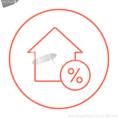 Image of House with discount tag line icon.