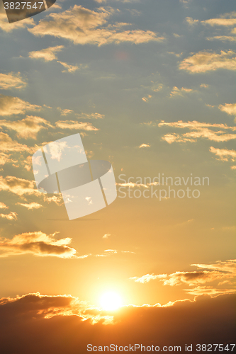 Image of Fiery orange sunset sky. Beautiful sky.