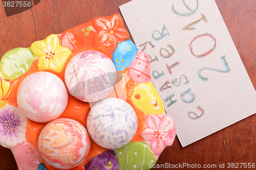 Image of Hand painted Easter eggs, Happy Easter invitation card