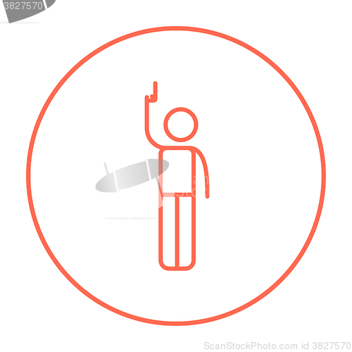Image of Man giving signal with starting gun line icon.