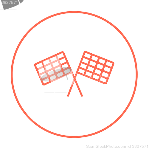 Image of Two checkered flags line icon.