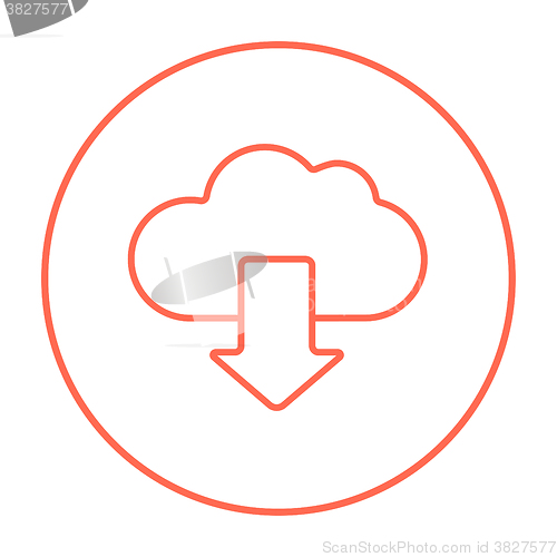 Image of Cloud with arrow down line icon.