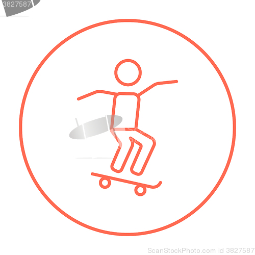 Image of Man riding on skateboard  line icon.