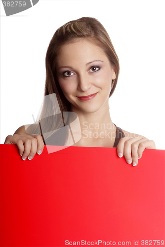 Image of woman with empty poster