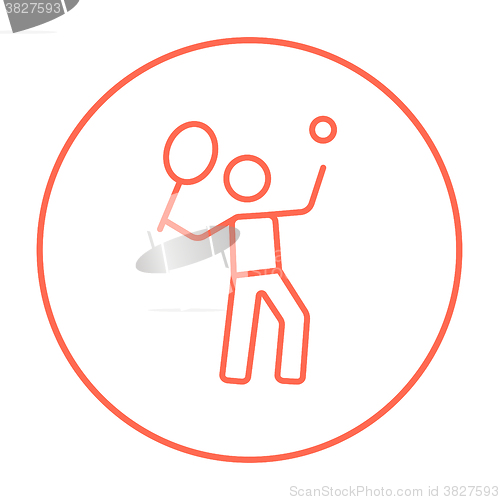 Image of Man playing big tennis line icon.