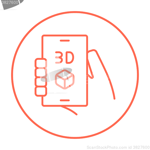 Image of Smartphone with three D box line icon.