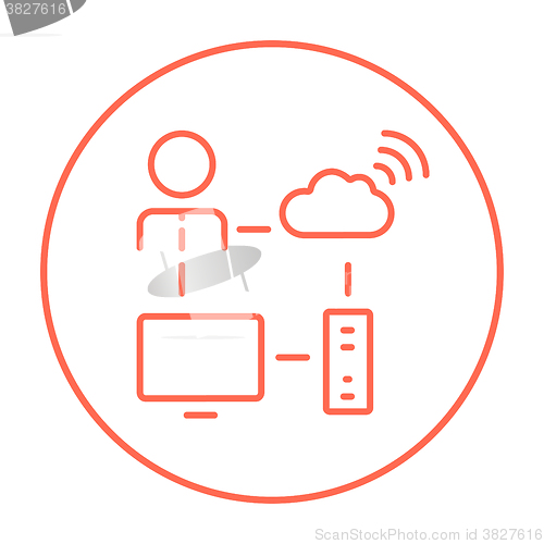 Image of Cloud computing line icon.