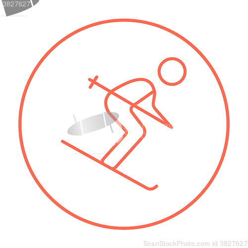 Image of Downhill skiing line icon.