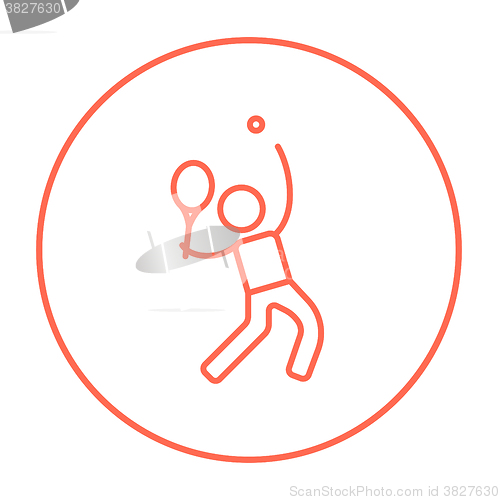 Image of Man playing big tennis line icon.