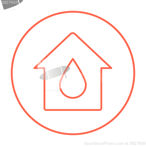 Image of House with water drop line icon.