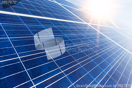 Image of Solar panel under sunlight