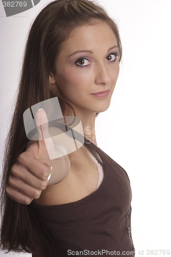 Image of woman shows thumb