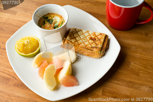 Image of Fresh breakfast with cup of water