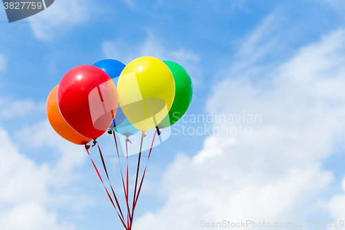 Image of Multicolored balloons in the city festival