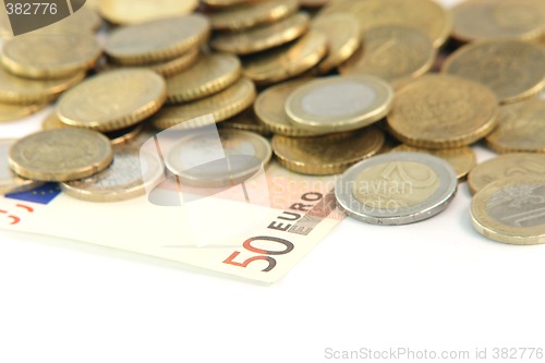 Image of fifty euros blur coins