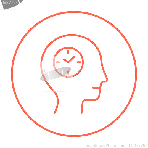 Image of Human head with clock line icon.