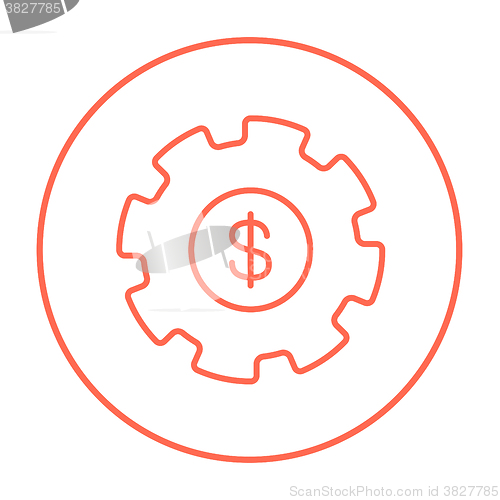 Image of Gear with dollar sign line icon.