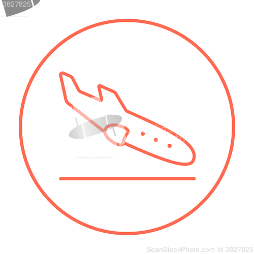 Image of Landing aircraft line icon.