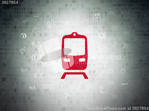 Image of Vacation concept: Train on Digital Paper background