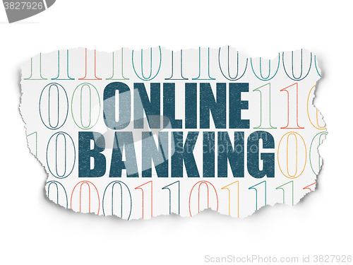 Image of Finance concept: Online Banking on Torn Paper background