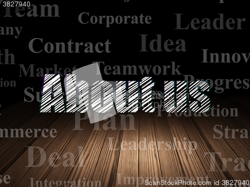 Image of Business concept: About us in grunge dark room