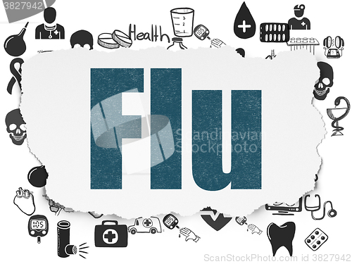 Image of Medicine concept: Flu on Torn Paper background
