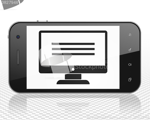 Image of Web design concept: Smartphone with Monitor on display