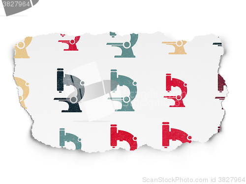 Image of Science concept: Microscope icons on Torn Paper background