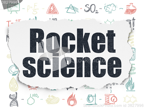 Image of Science concept: Rocket Science on Torn Paper background