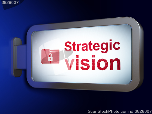 Image of Business concept: Strategic Vision and Folder With Lock on billboard background