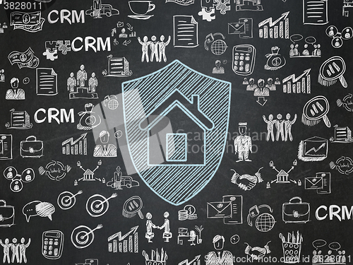 Image of Finance concept: Shield on School Board background
