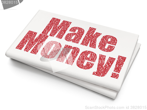Image of Finance concept: Make Money! on Blank Newspaper background