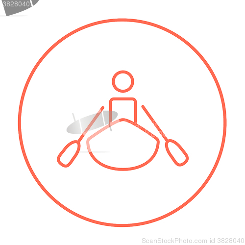 Image of Man kayaking line icon.