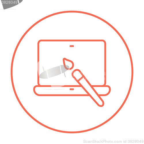 Image of Laptop and brush line icon.