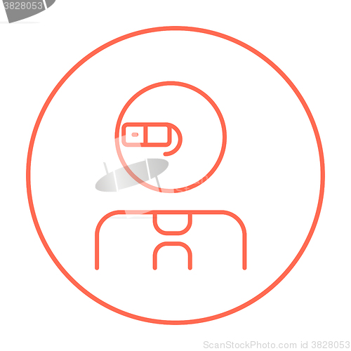 Image of Man in augmented reality glasses line icon.